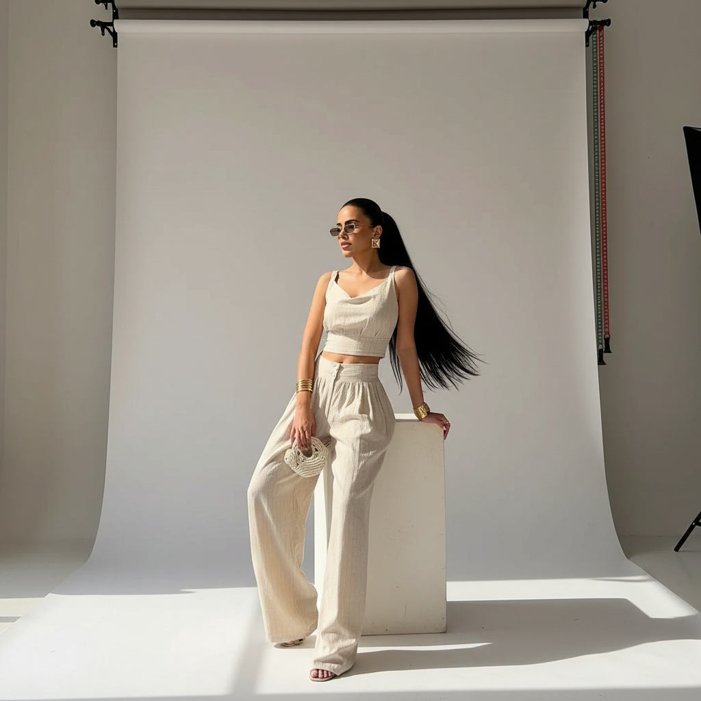 Ensemble rayé Beige