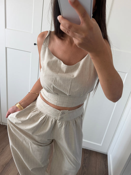 Ensemble rayé Beige