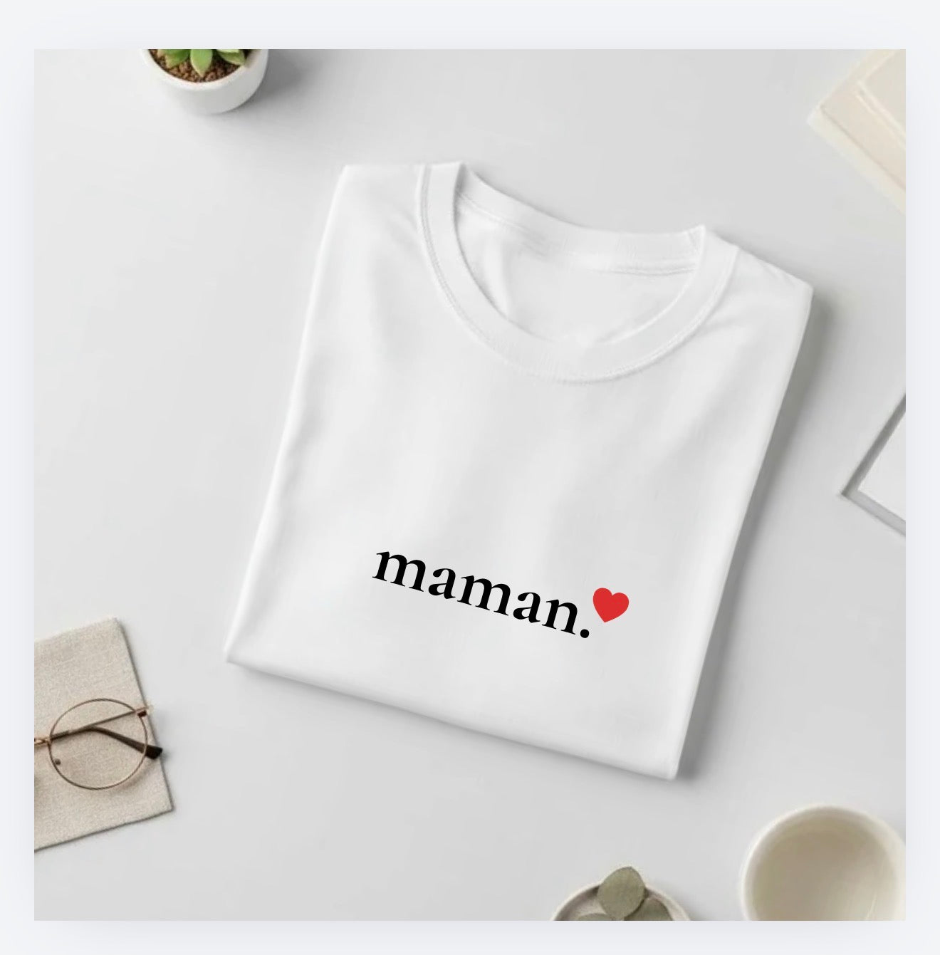 T-shirt “maman.” cœur imprimé