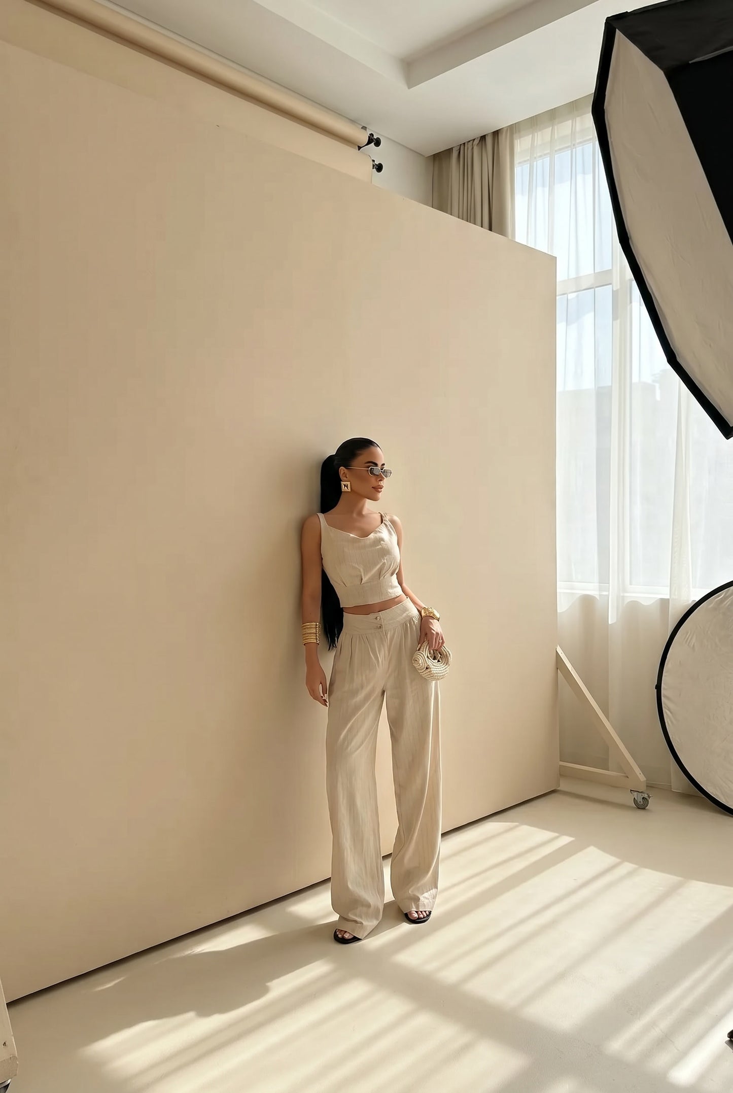 Ensemble rayé Beige