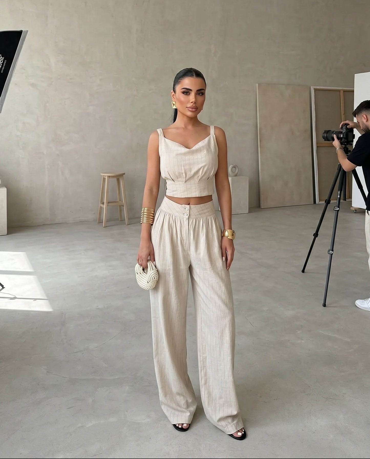 Ensemble rayé Beige