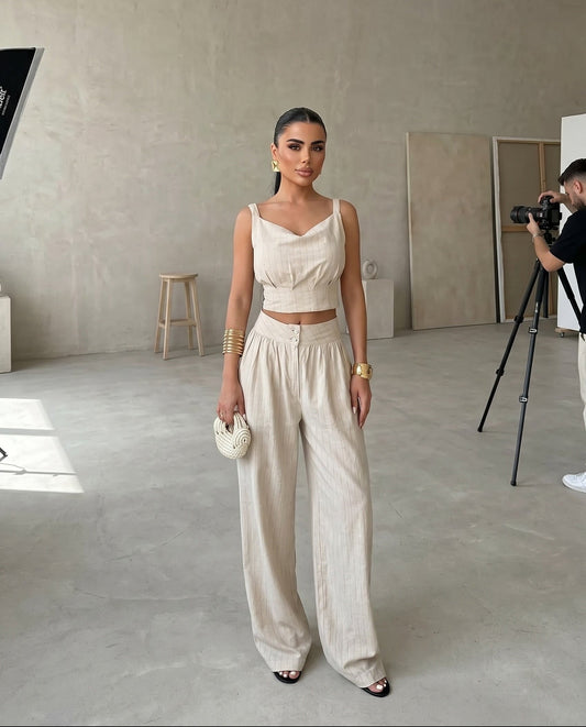 Ensemble rayé Beige